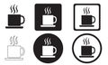 Cup of coffee icons set isolated on white background. Vector coffee cups with steam.